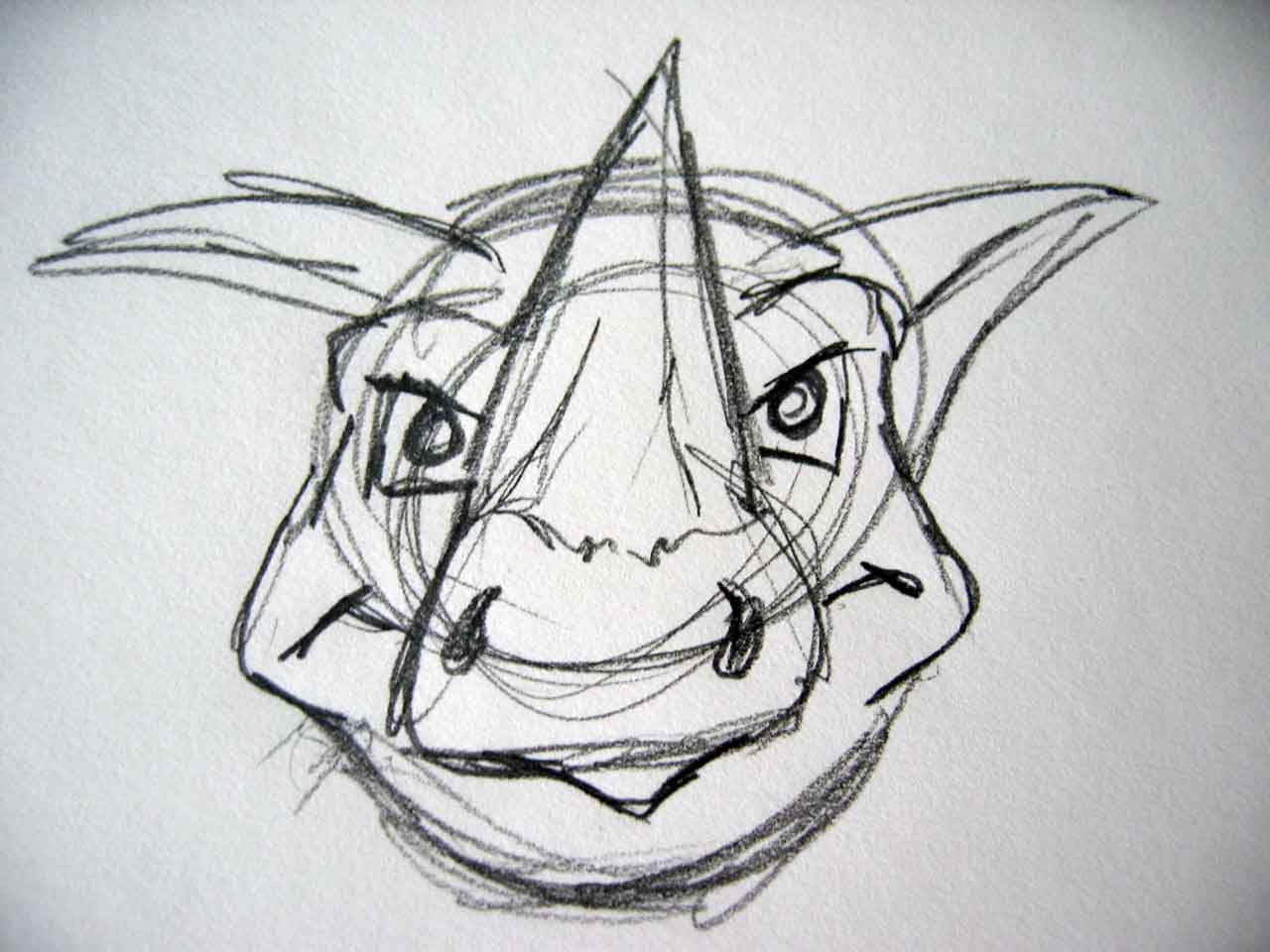 A Rhino Head Sketch, Prepwork for the Sumo Rhino